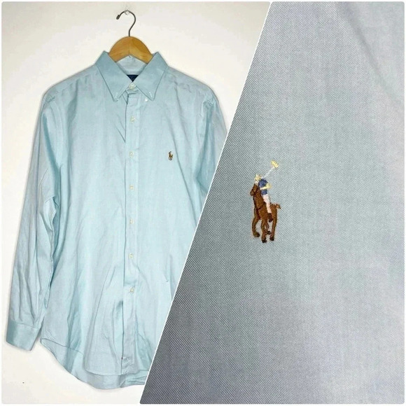 Ralph Lauren Blue Button Down Dress Shirt 16 Large - Picture 1 of 6